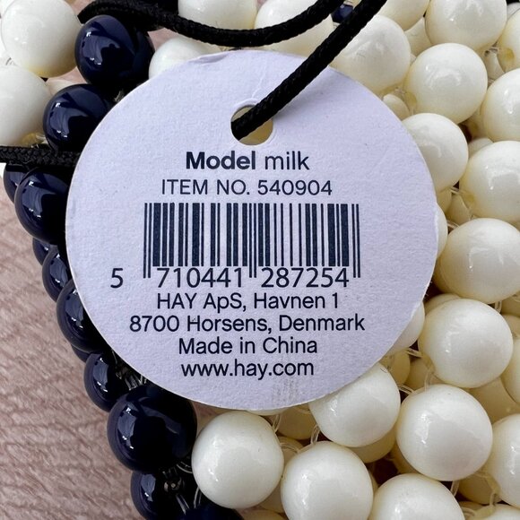 NWT HAY Perla Phone Holder by Ana Kraš in "Milk" Cream and Midnight Blue Beads - Picture 5 of 16